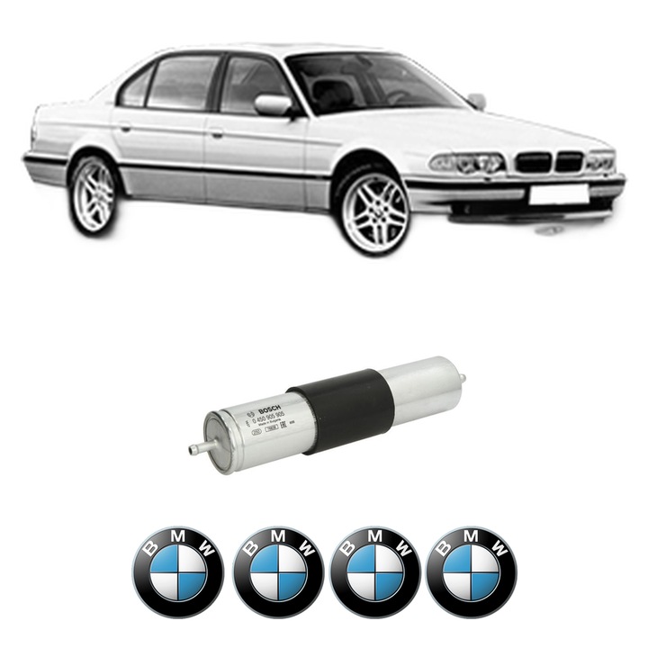 Filtru combustibil BMW Seria 7 (E38) 728 i, iL din 1995-2001 KW 142 CP 193 CMC 2793, Bosch, Auto, 4x Stickere auto cu BMW