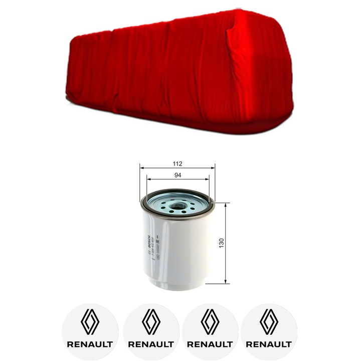 Filtru combustibil RENAULT TRUCKS KERAX 410.18 din 2005 KW 302 CP 410 CMC 10837, Bosch, Auto, 4x Stickere auto cu RENAULT TRUCKS