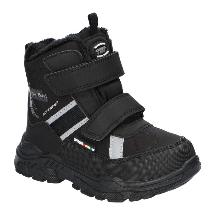Gyermek téli csizma, American Club, Hl202, Tépőzárral állítható, Polár bélés, Softshell, Tripletex, Fekete