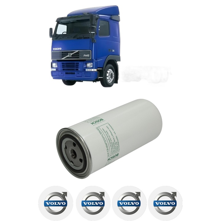 Filtru combustibil VOLVO FH12 FH 12/380 din 1993-2005 KW 279 CP 379 CMC 12132, Bosch, Auto, 4x Stickere auto cu VOLVO
