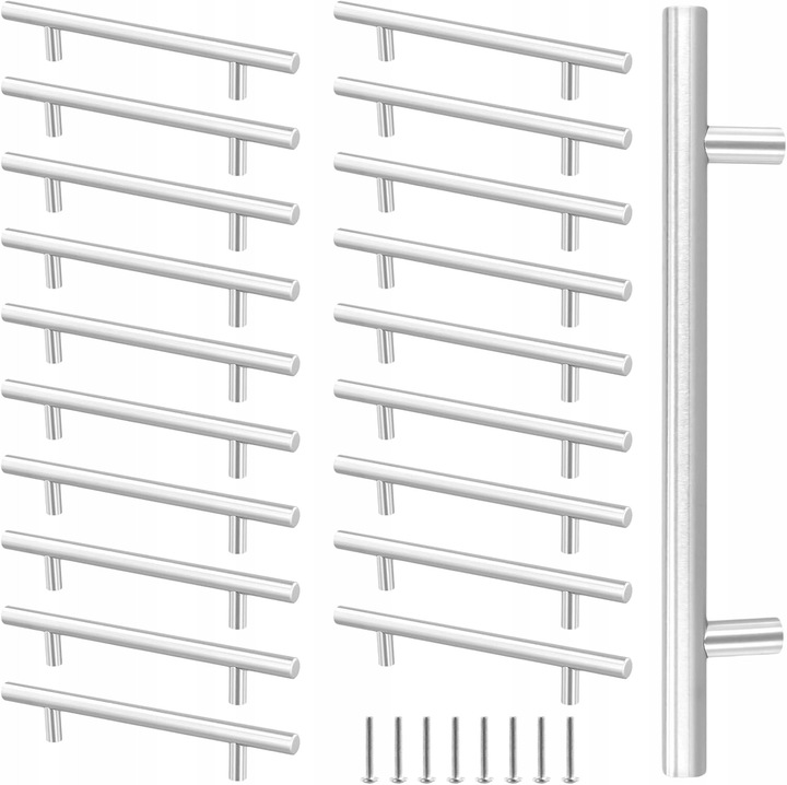 Usi de mobilier, set 20 buc, 20cm, inox, argintiu, montaj usor