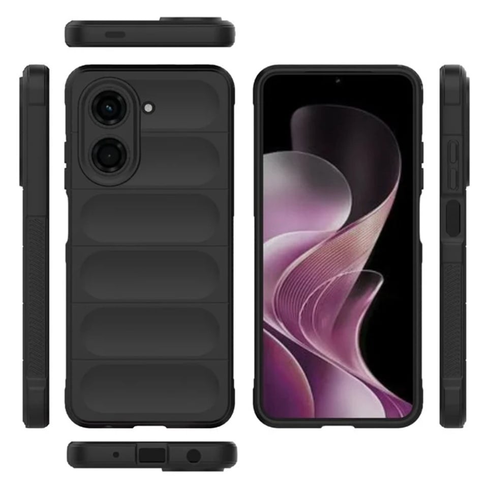 Husa pentru Xiaomi Redmi A5 4G (Regional), SKYDDAR INNOVATION, Magic Shield, din Silicon Mat, set cu sticker, Negru