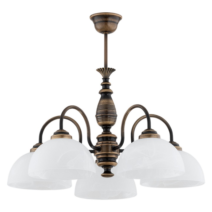 Candelabru Felix, Lemir, 5 surse de iluminat, alb, 55x55x48cm