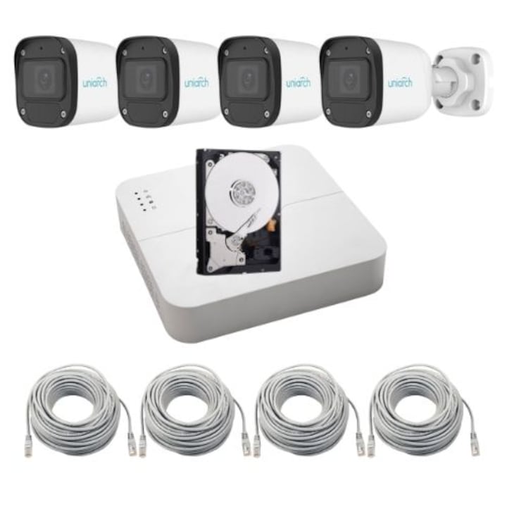 Kit supraveghere 5 Megapixel, 4 camere video, 2560x1920, IR 25m, cu NVR, KH-46504