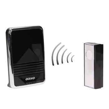 Sonerie wireless, alimentare baterii, distanta de lucru 120 de metri in aer liber, IP20 -reciver/IP44-buton, 65-85 dB, 32 ring-tonuri Sonerie wireless, alimentare baterii, distanta de lucru 120 de metri in aer liber, IP20 -reciver/IP44-buton, 65-85 dB, 32 ring-tonuri