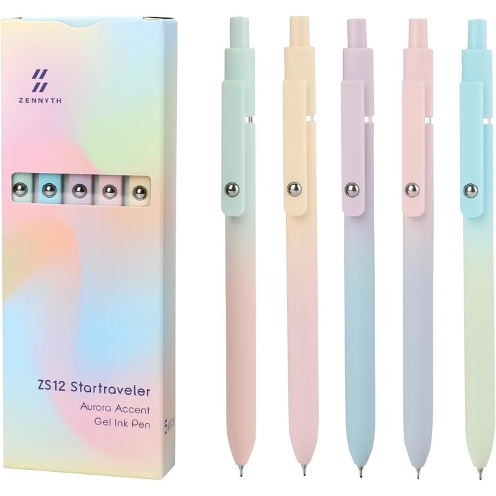 Kengege gél tollak, 5 db-os készlet, gyorsan száradó fekete tinta, minimalista design, 0.7mm