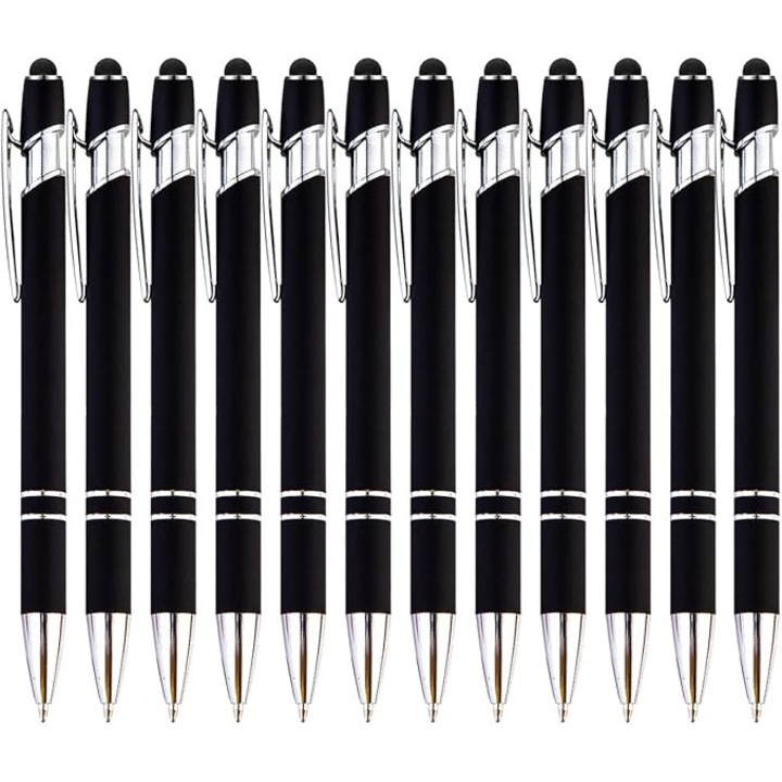 12 darabos tollkészlet, Kengege, fém, 2 az 1-ben, fekete, 5.5x0.4 hüvelyk / 14x1 cm