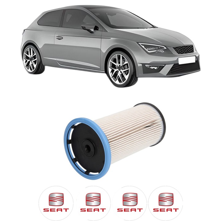Filtru combustibil SEAT LEON SC (5F5) 1.6 TDI din 2016-2018 KW 85 CP 115 CMC 1598, Bosch, Auto, 4x Stickere auto cu SEAT