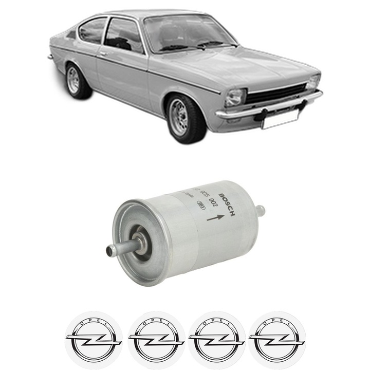 Filtru combustibil OPEL KADETT C Coupe 1.2 din 1973-1979 KW 40 CP 54 CMC 1196, Bosch, Auto, 4x Stickere auto cu OPEL