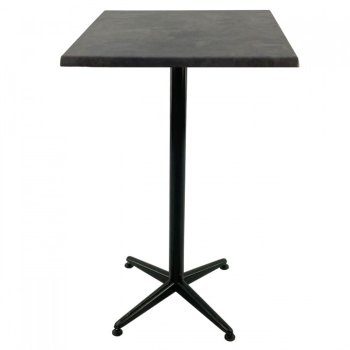 Masa inalta bar patrata Raki Metalic Oxid 80x80xh107cm blat werzalit si picior metalic clasic negru h105