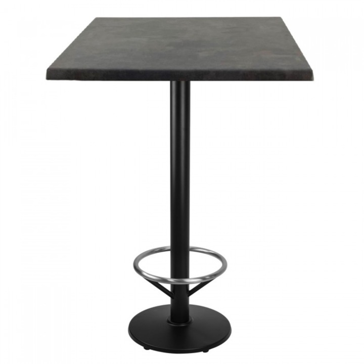 Masa patrata bar blat werzalit 70x70xh112cm Raki Metalic Oxid cu picior metalic negru cu suport picioare 43xh110cm