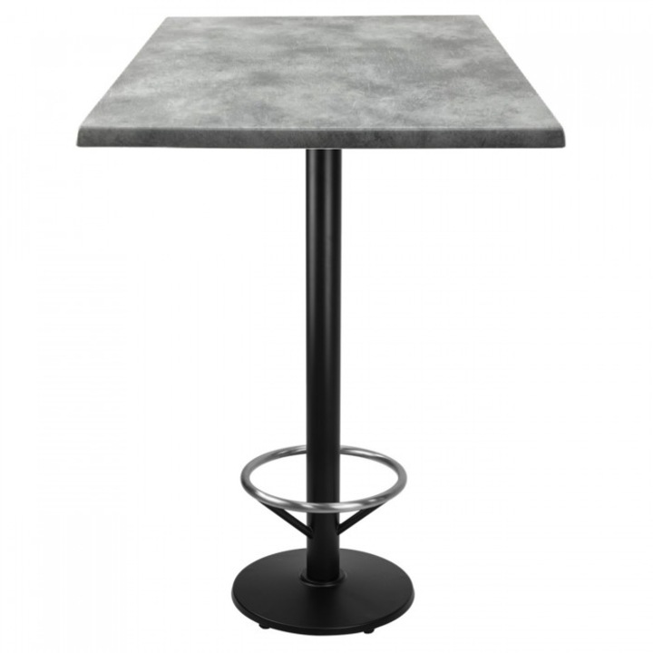 Masa inalta bar patrata Raki Copperfield 80x80xh112cm blat werzalit si picior metalic negru cu suport picioare 43xh110cm