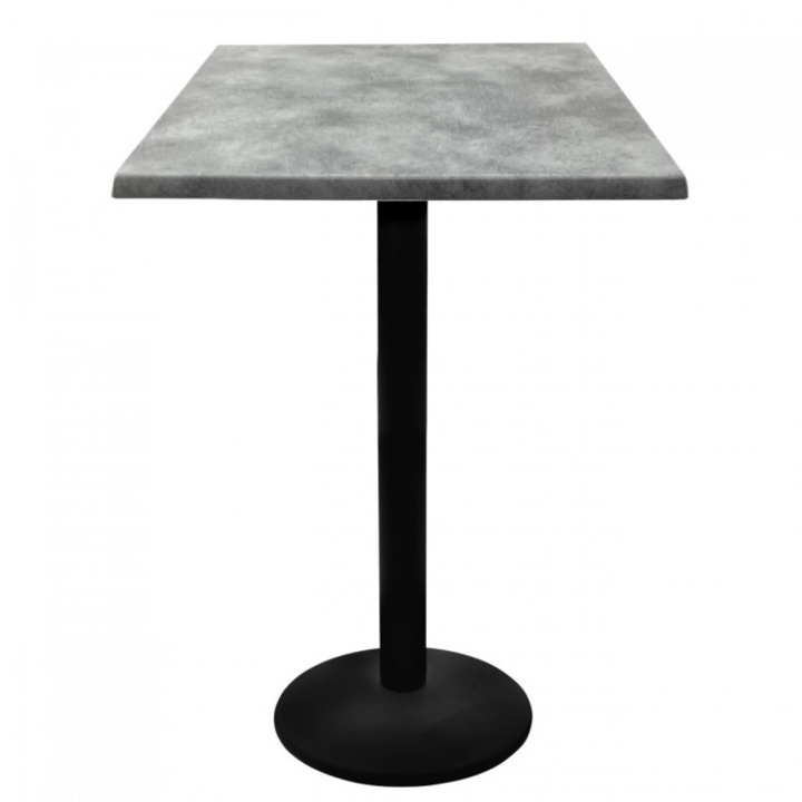 Masa inalta bar patrata Raki Copperfield 80x80xh112cm blat werzalit si picior metalic negru 43xh110cm