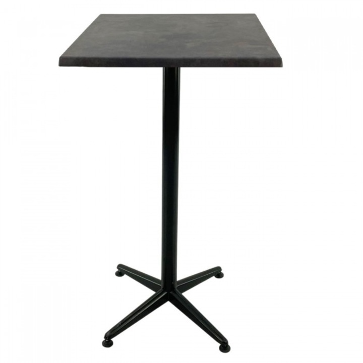 Masa patrata bar blat werzalit 70x70xh107cm Raki Metalic Oxid cu picior metalic clasic negru h105