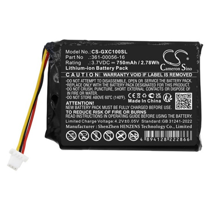 Cameron sino li-ion akkumulátor, 3.7v, 750mAh, kompatibilis garmin 361-00056-16 -vel