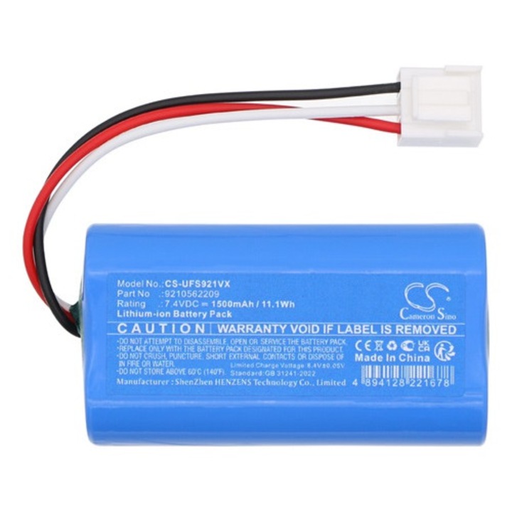 Cameron sino li-ion akkumulátor, 7.4v, 1500mAh, kompatibilis ufesa 9210562209 kék-vel