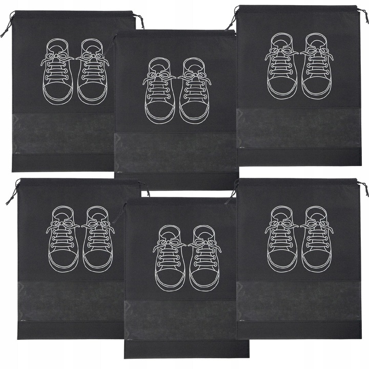 Husa pentru depozitarea a 6 perechi de pantofi – geanta tip sac cu snururi 45x34 cm, gri