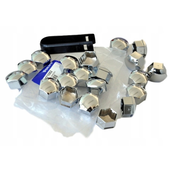 Króm kerékcsavar sapkák Volvo-hoz, teljes készlet, 31471082, eredeti autóalkatrészek