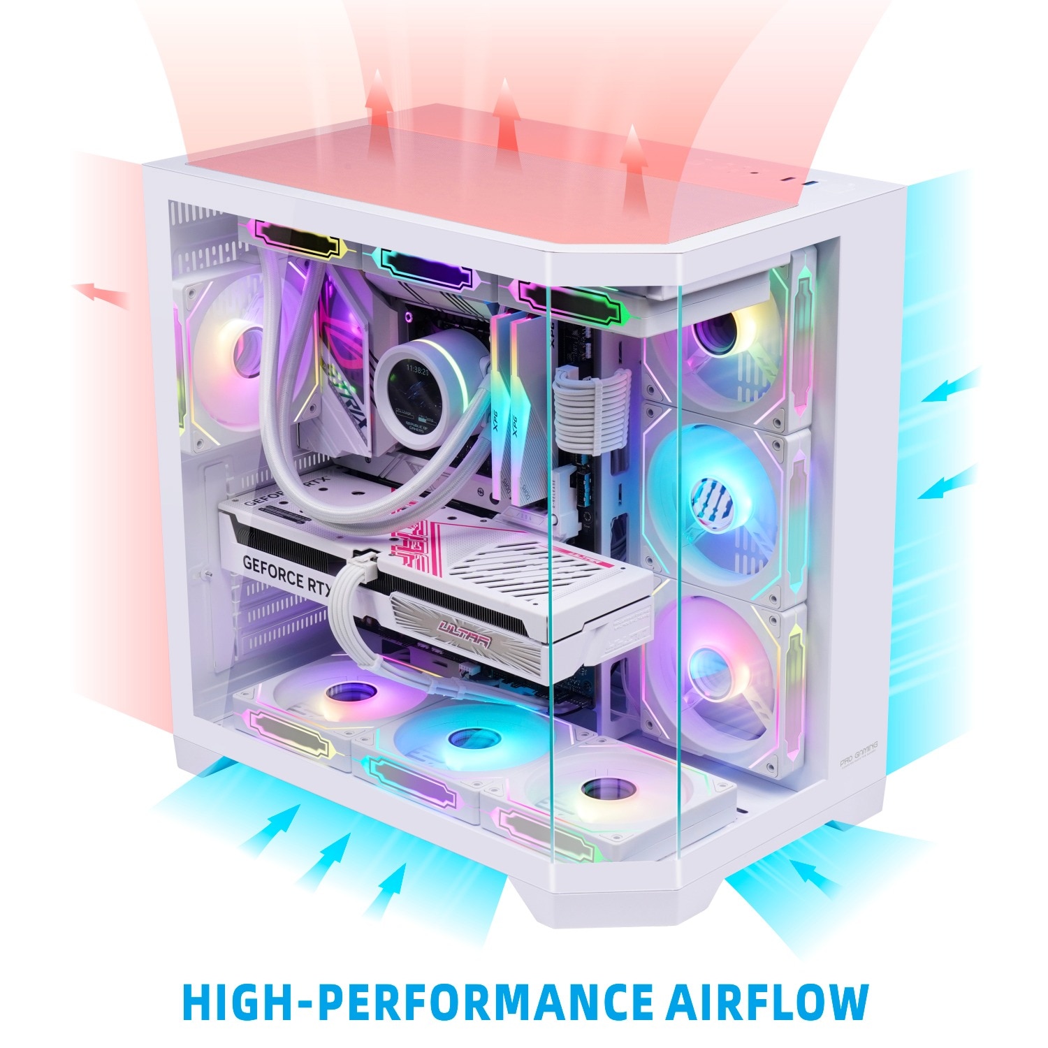 Carcasa PC ProGaming, Alb, Cube Tower, ATX, fara sursa, 1+6 ...