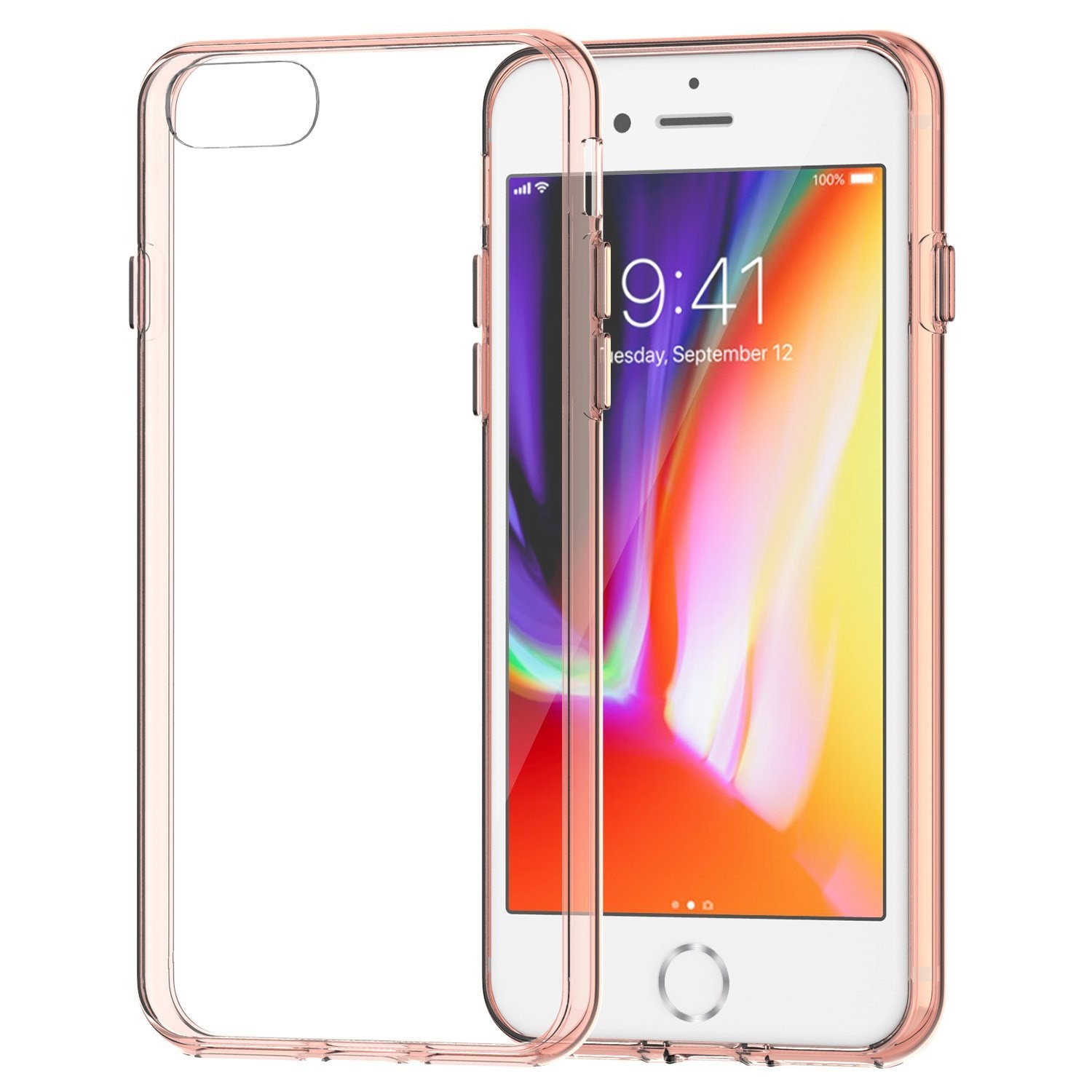Husa de protectie Hybrid Antisoc pentru iPhone 8/iPhone 7, carcasa spate PC cu cadru, Rose