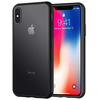 Husa iPhone XS MAX, Hybrid Antisoc, carcasa spate PC cu cadru, Negru