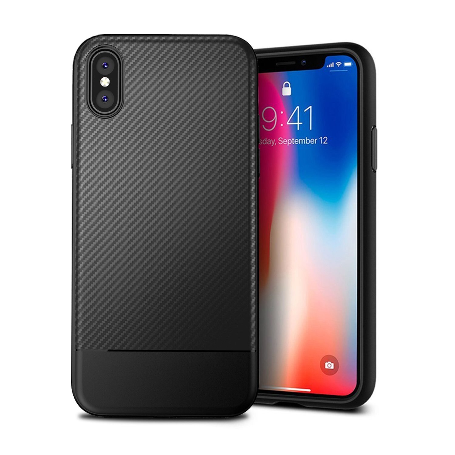 Husa de protectie Slim Antisoc pentru iPhone X/iPhone 10, carcasa spate, Negru