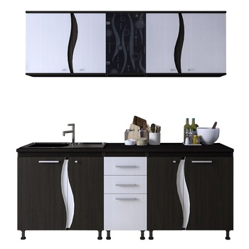 Set Bucatarie Cip3S, 200x60x200cm, Wenge/AlbHacienda Set Bucatarie Cip3S, 200x60x200cm, Wenge/AlbHacienda