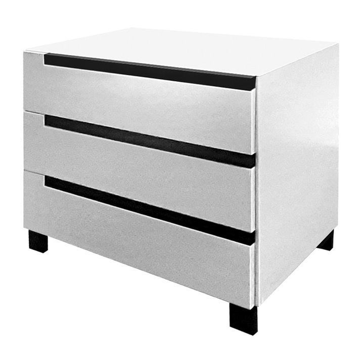 Comodă cu 3 sertare, Santa Fe, PAL alb, 930 x 480 x 730 mm