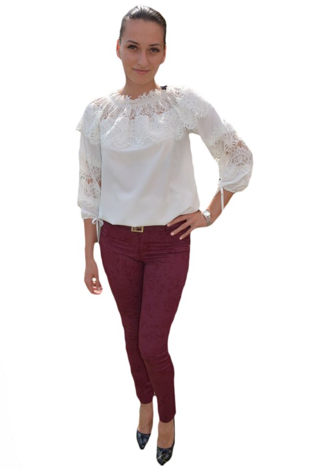 Pantaloni casual de vara cu imprimeu floral , D&J Exclusive, Mov