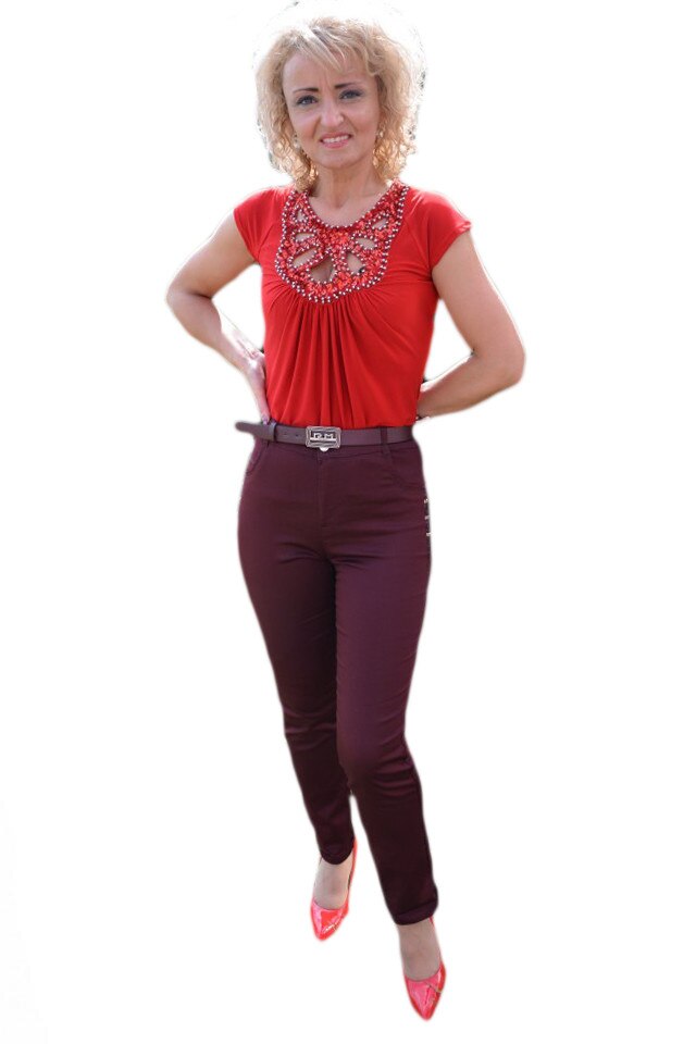 Pantaloni chic cu design de strasuri aplicate , D&J Exclusive, Mov