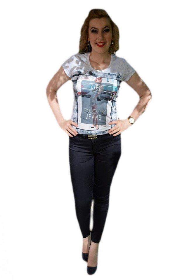 Pantaloni de vara, model lung , D&J Exclusive, Albastru marin