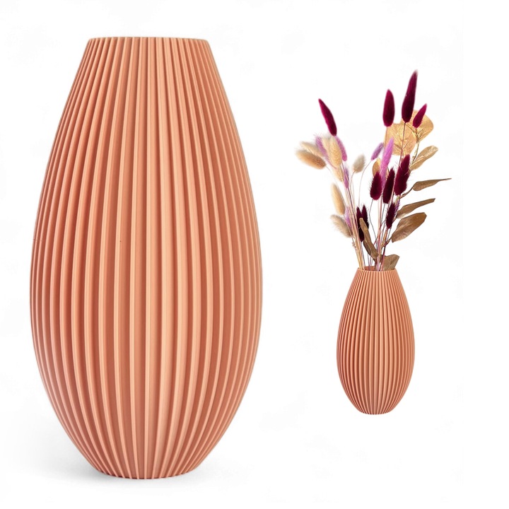 Модерна 3D ваза 20 см – скандинавски стил, за изкуствени/естествени цветя, Nude