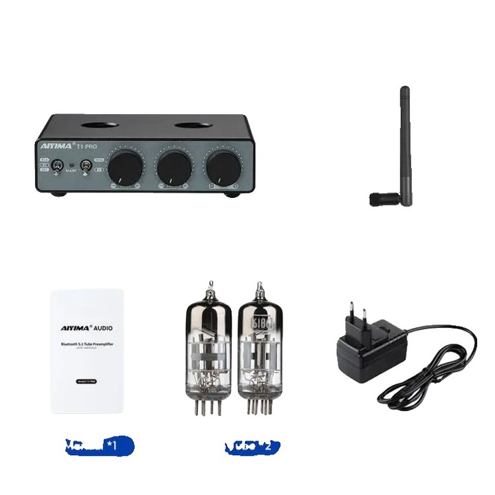 Amplificator cu tub, conectivitate Bluetooth, control tonal, cu priza EU