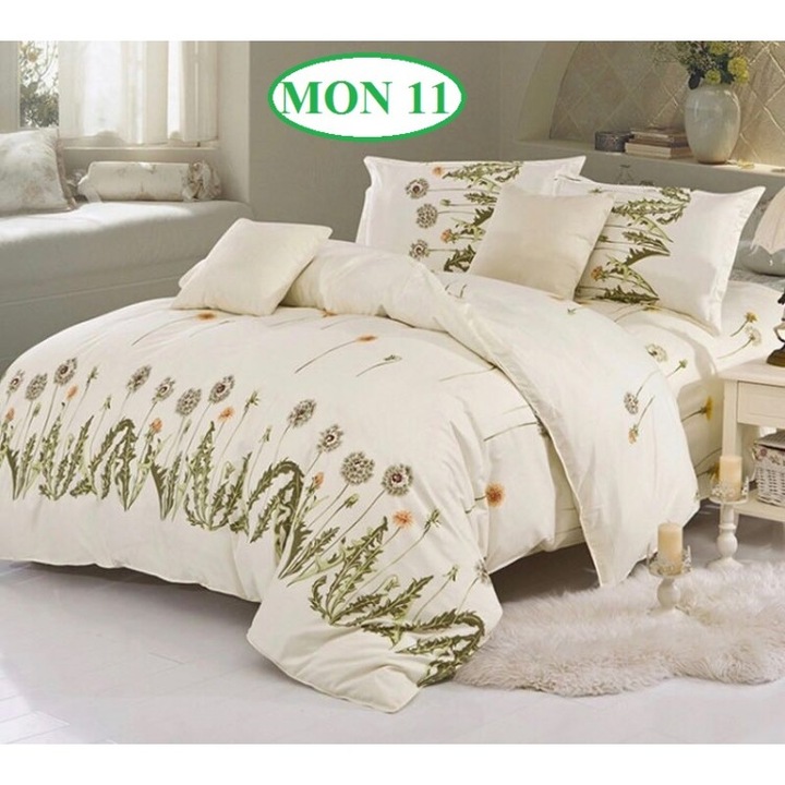 Set 6 piese , Lenjerie de Pat din Bumbac, Multicolor Flori de In