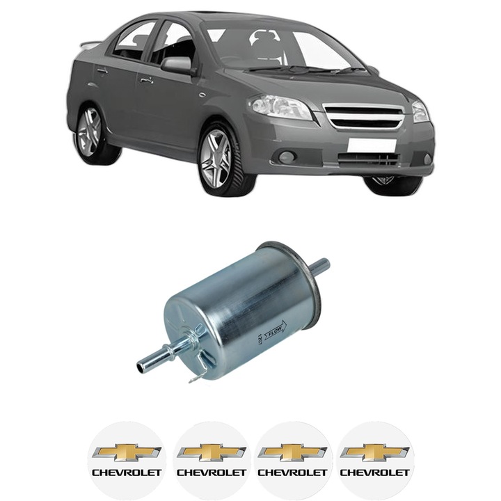 Filtru combustibil CHEVROLET AVEO / KALOS Hatchback (T250, T255) 1.2 din 2008 KW 55 CP 75 CMC 1206, Bosch, Auto, 4x Stickere auto cu CHEVROLET