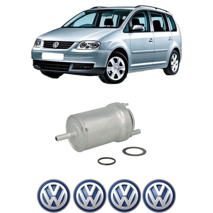 Filtru combustibil Volkswagen TOURAN (1T1, 1T2) 1.6 din 2003-2010 KW 75 CP 102 CMC 1595, Bosch, Auto, 4x Stickere auto cu Volkswagen