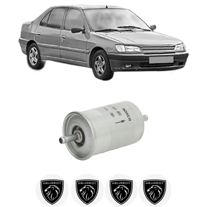 Filtru combustibil PEUGEOT 306 (7B, N3, N5) 2.0 S16 din 1994-2001 KW 112 CP 152 CMC 1998, Bosch, Auto, 4x Stickere auto cu PEUGEOT