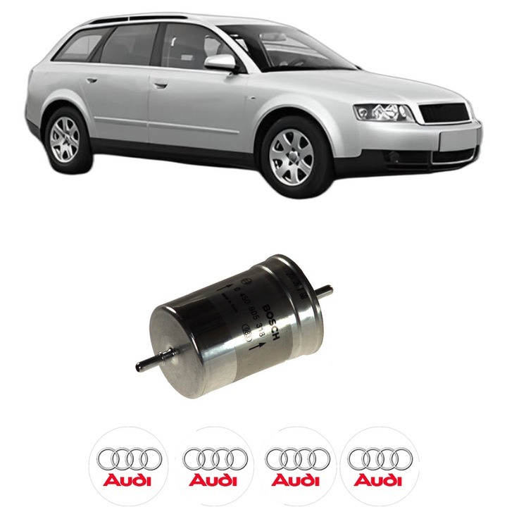 Filtru combustibil AUDI A4 B6 Avant (8E5) 3.0 din 2001-2004 KW 162 CP 220 CMC 2976, Bosch, Auto, 4x Stickere auto cu AUDI