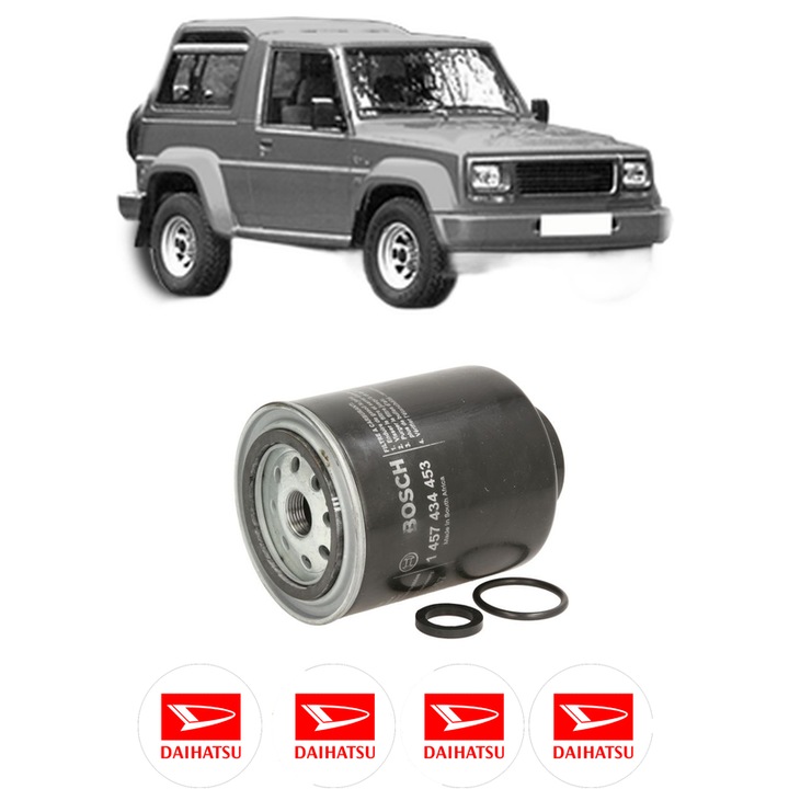 Filtru combustibil DAIHATSU ROCKY Hard Top (F7, F8) 2.8 D (F70, F75, F80, F85) din 1985-1998 KW 54 CP 73 CMC 2765, Bosch, Auto, 4x Stickere auto cu DAIHATSU