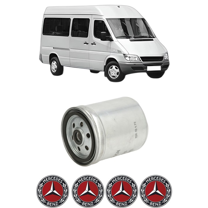 Filtru combustibil MERCEDES-BENZ SPRINTER 3-t Bus (B903) 312 D 2.9 4x4 (903.473) din 1997-2002 KW 90 CP 122 CMC 2874, Bosch, Auto, 4x Stickere auto cu MERCEDES-BENZ