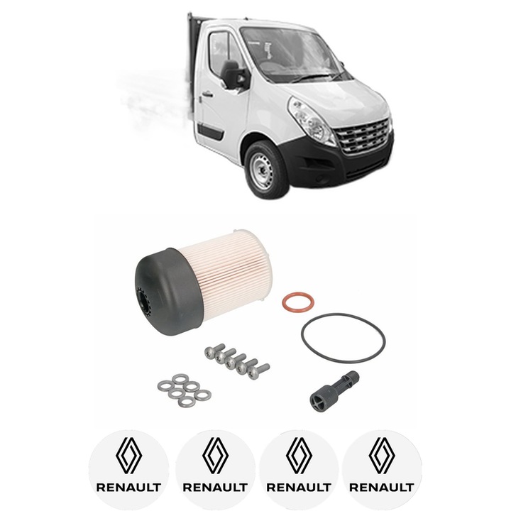 Filtru combustibil RENAULT MASTER III Platform/Chassis (EV, HV, UV) 2.3 dCi 125 FWD (EV0C, EV0D, EV0J, HV0C, HV0D, HV0H,... din 2010 KW 92 CP 125 CMC 2298, Bosch, Auto, 4x Stickere auto cu RENAULT