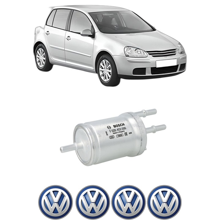 Filtru combustibil Volkswagen GOLF V (1K1) 1.4 16V din 2003-2006 KW 55 CP 75 CMC 1390, Bosch, Auto, 4x Stickere auto cu Volkswagen