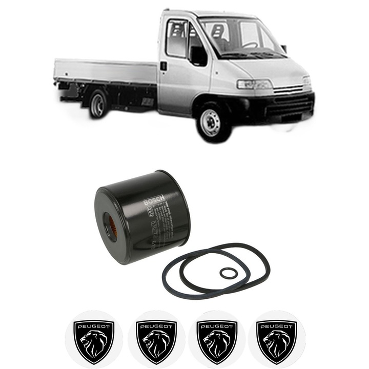 Filtru combustibil PEUGEOT BOXER Platform/Chassis (ZCT_) 2.5 TDI din 1997-2002 KW 79 CP 107 CMC 2446, Bosch, Auto, 4x Stickere auto cu PEUGEOT