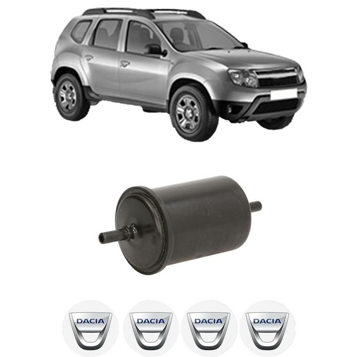 Filtru combustibil DACIA DUSTER (HS_) 1.6 16V din 2010-2018 KW 77 CP 105 CMC 1598, Bosch, Auto, 4x Stickere auto cu DACIA