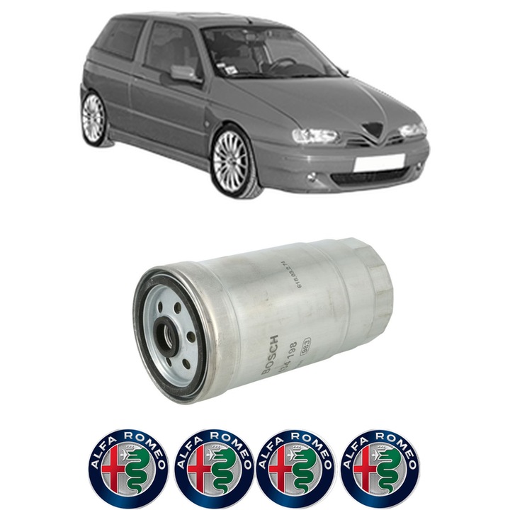 Filtru combustibil ALFA ROMEO 145 (930_) 1.9 JTD (930.A4B) din 1999-2001 KW 77 CP 105 CMC 1910, Bosch, Auto, 4x Stickere auto cu ALFA ROMEO