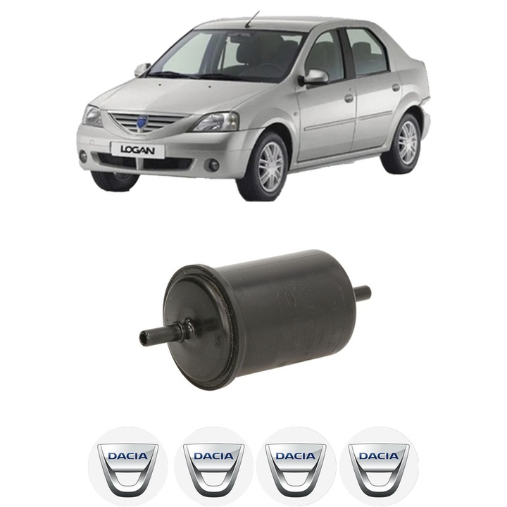 Filtru combustibil DACIA LOGAN (LS_) 1.4 MPI LPG (LS0C) din 2006-2012 KW 55 CP 75 CMC 1390, Bosch, Auto, 4x Stickere auto cu DACIA
