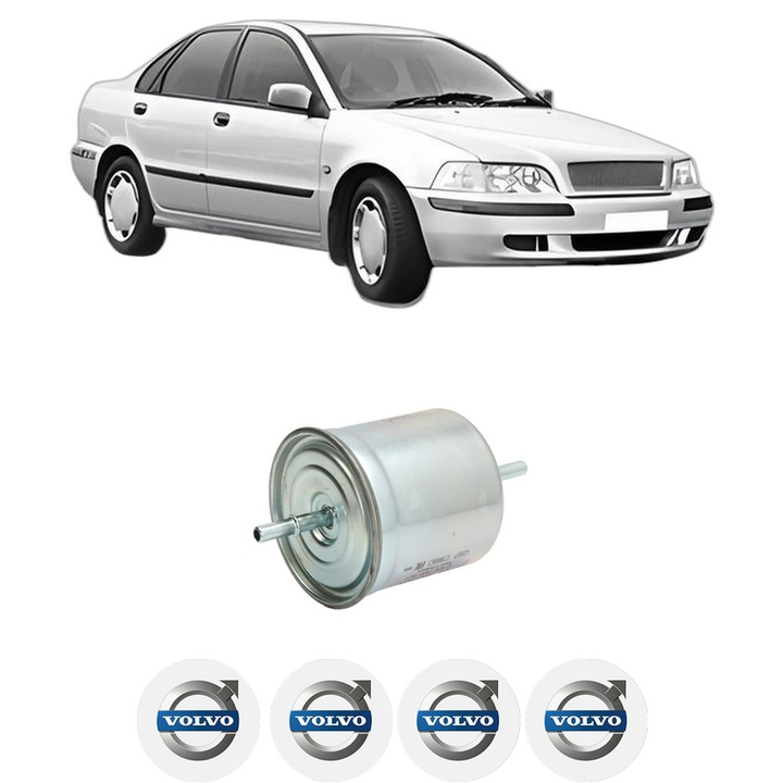 Filtru combustibil VOLVO S40 I (644) 1.8 i din 2001-2003 KW 90 CP 122 CMC 1834, Bosch, Auto, 4x Stickere auto cu VOLVO