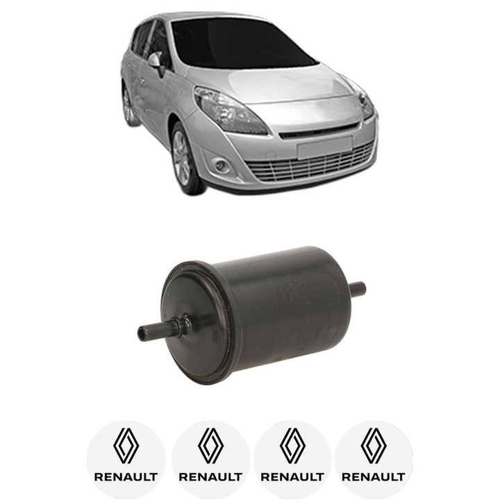 Filtru combustibil RENAULT SCENIC III VAN (JZ0/1_) 1.4 TCe (JZ0F, JZ1V) din 2013-2016 KW 96 CP 131 CMC 1397, Bosch, Auto, 4x Stickere auto cu RENAULT