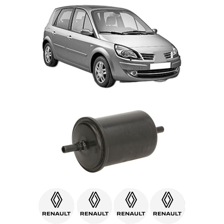 Filtru combustibil RENAULT SCENIC III (JZ0/1_) 1.2 TCe din 2012-2016 KW 85 CP 116 CMC 1197, Bosch, Auto, 4x Stickere auto cu RENAULT