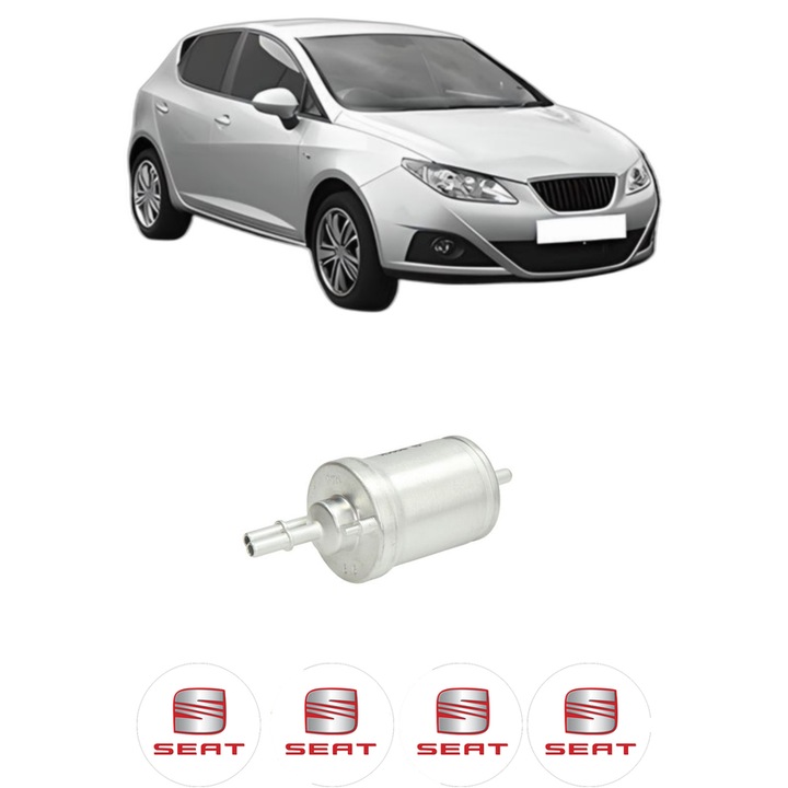 Filtru combustibil SEAT IBIZA IV (6J5, 6P1) 1.2 din 2008-2015 KW 51 CP 70 CMC 1198, Bosch, Auto, 4x Stickere auto cu SEAT